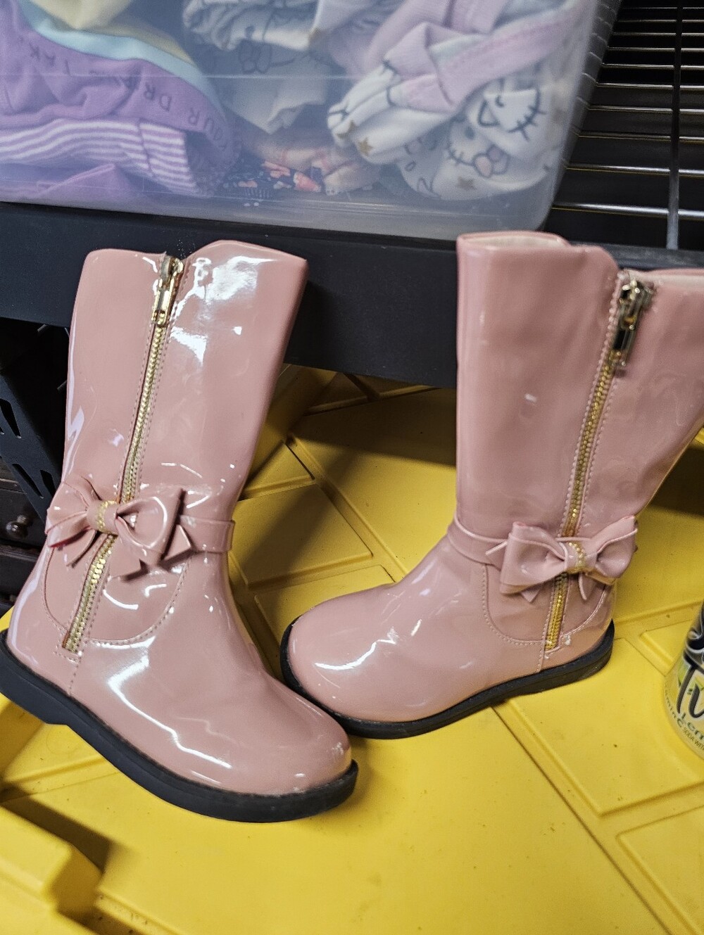 Toddler girl size 9 Patent Pink Bow Mid-Calf Boots with Side Zip